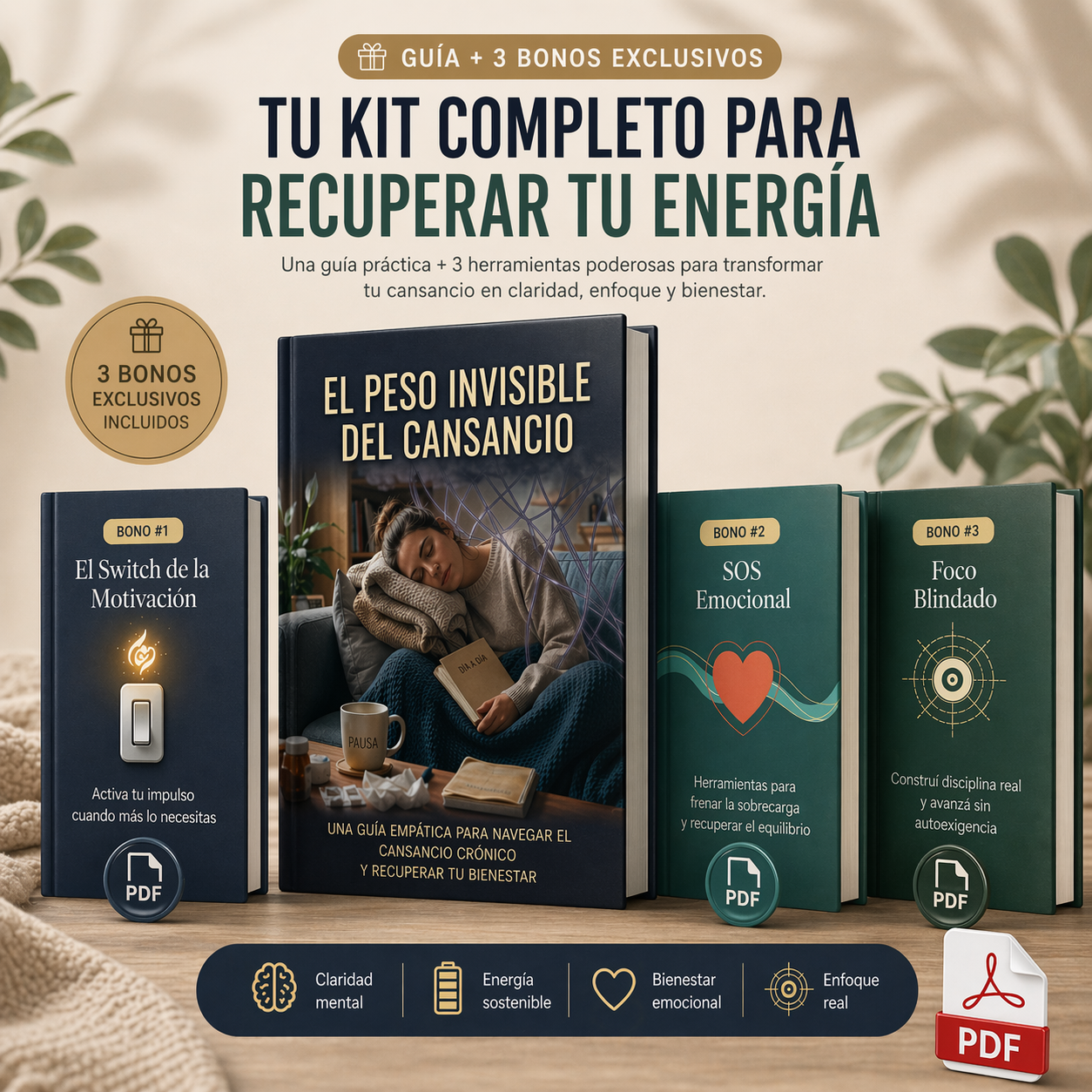 EL PESO INVISIBLE DEL CANSANCIO + PACK DE 3 BONOS: Recuperá tu vitalidad y dejá de vivir en piloto automático.